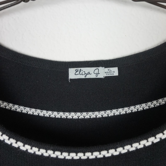 Eliza J Knit Fit & Flare long sleeve striped dress - Picture 7 of 8